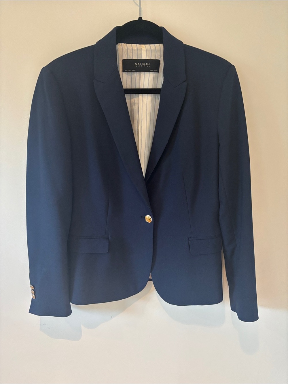 Zara Navy Blazer with Pinstripe Lining